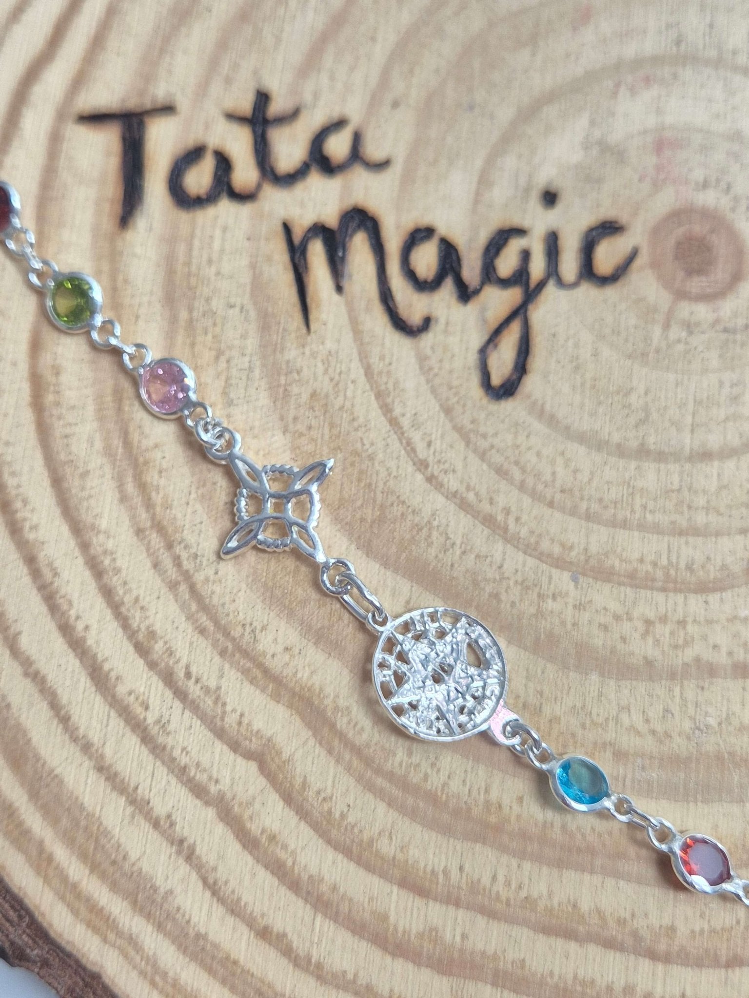 Pulsera de Doble Protección con circonitas plata pulserasplataTienda esotérica Málaga - La Tienda de Tata Magic: tienda Esotérica en Málaga